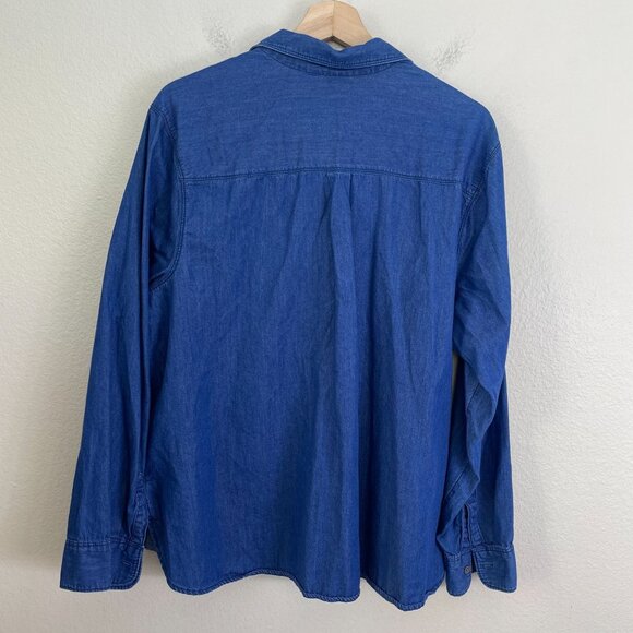 Old Navy Womens Plus XXL Blue Classic Button Up Chambray Shirt Long Sleeve Top - Picture 9 of 9